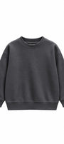 Kız Çocuk Oversize Sweatshirt Basic Füme – Bisiklet yaka, 3 iplik şardonlu polar
