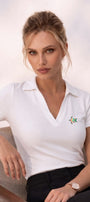 Kadın Tropica Turtle Polo Yaka Basic Tişört Beyaz – %100 Pamuk, Kısa Kollu, Likralı Rahat Kalıp Bluz