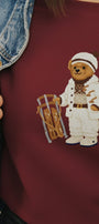 Kadın Oversize Sweatshirt Quiet Club 3D Baskılı Bordo – Bisiklet Yaka, 3 İplik Şardonlu Polar