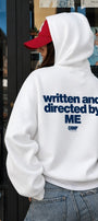 Kadın Oversize Hoodie Written & Directed Baskılı Beyaz – Kapüşonlu, Sırt Baskılı, 3 İplik