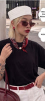 Kadın Oversize Tişört Ruby Scarf Mıknatıslı Fular Aksesuarlı Siyah – Rahat Kalıp, %100 Pamuk
