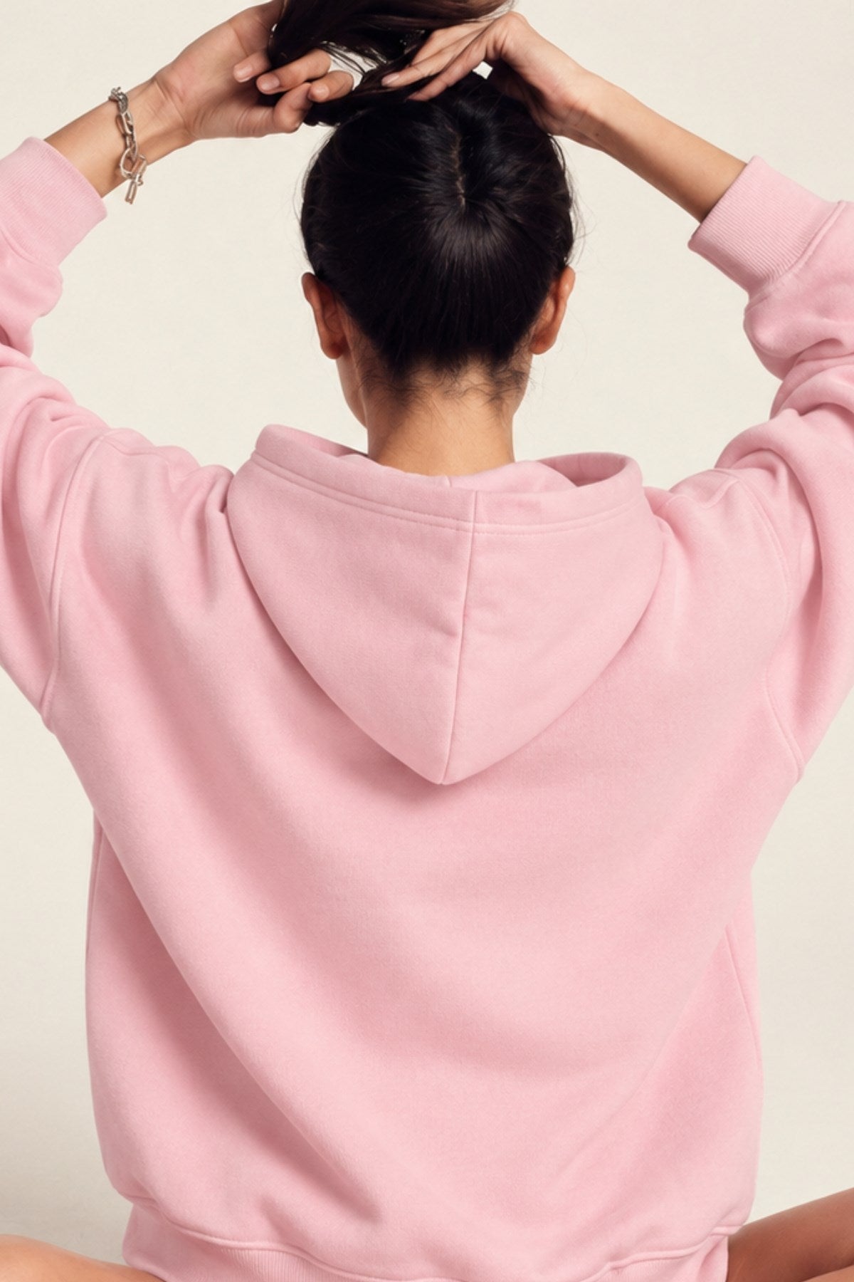 Kadın Oversize Hoodie 90’s Girl Baskılı Pembe – Kapüşonlu, Kanguru Cepli, 3 İplik Polar