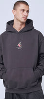 Erkek Oversize Sweatshirt Hoodie Shark Hello Füme – Kapüşonlu, 3 İplik Polar, Kanguru Cepli