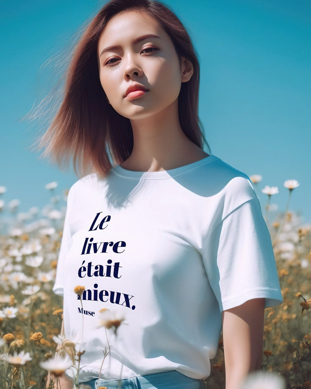 Le Livre Etait Mieus Yazılı Kadın Beyaz T-Shirt