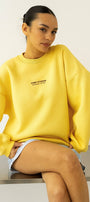 Kadın Oversize Sweatshirt CHMP STUDIOS Sarı – Bisiklet Yaka, 3 İplik Şardounlu Polar