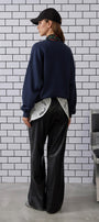 Kadın Oversize Sweatshirt City Club Bear Baskılı Lacivert – Bisiklet Yaka, 3 İplik Şardonlu Polar
