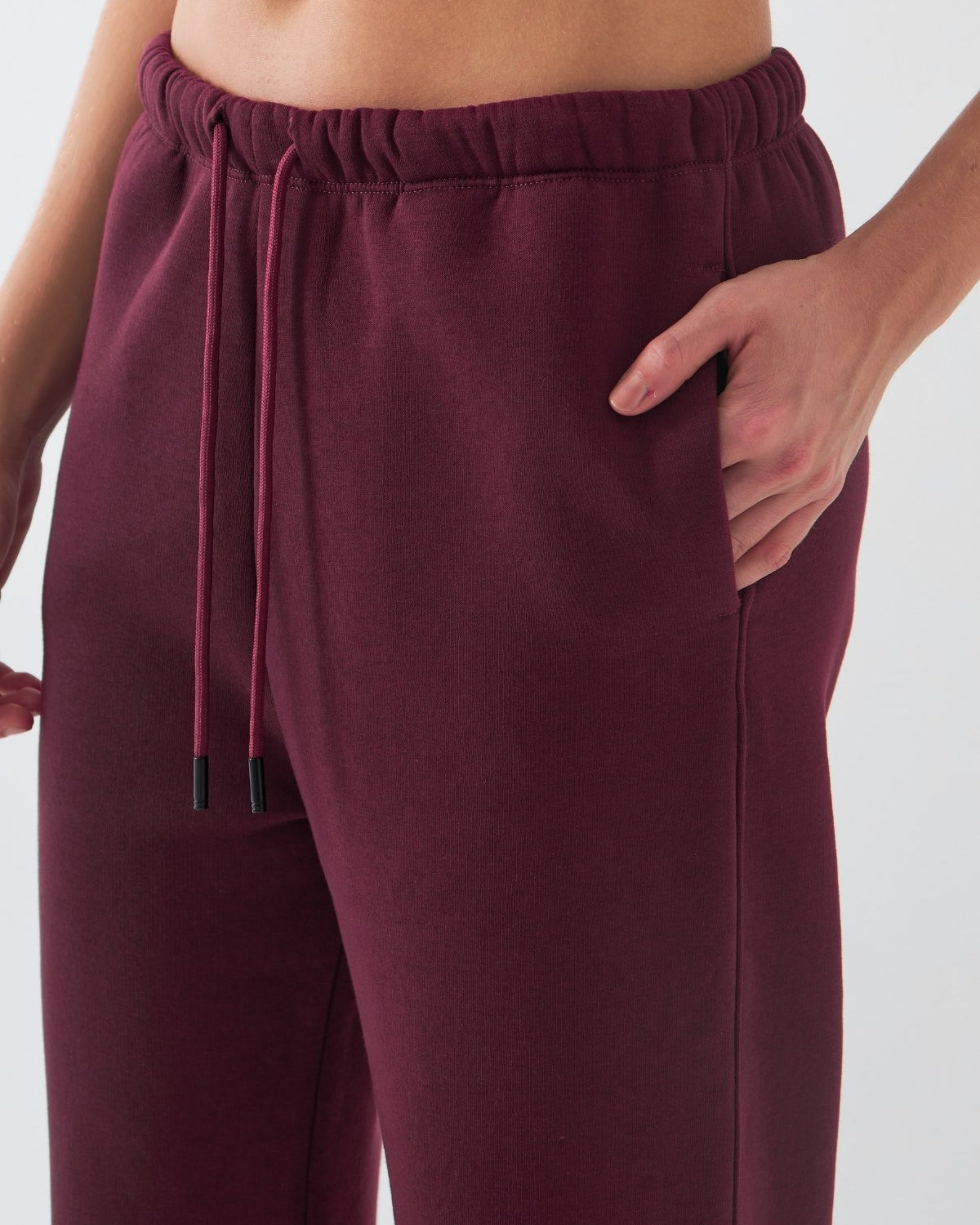 Oversize Unisex Eşofman Altı Bordo – 3 İplik Şardonlu, Bol Paça, Cepli, Modern Rahat Kesim