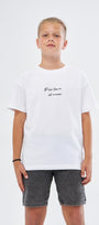 Bisiklet Yaka Palmiye Baskılı Beyaz Çocuk T-shirt