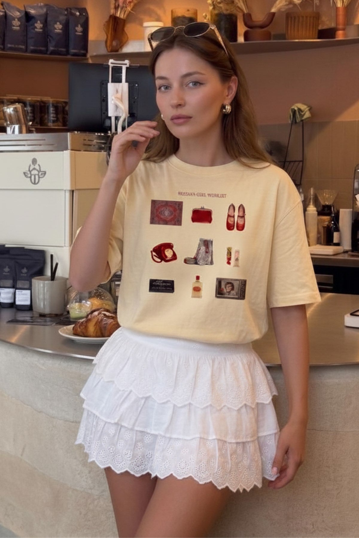Kadın Oversize Tişört Russian Girl Wishlist Baskılı Sarı – Bisiklet Yaka, Rahat Kalıp, %100 Pamuk