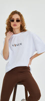 Kadın Vogue  Baskılı %100 Pamuk Oversize Kadın Tişört