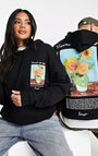 Kapüşonlu İçi Polar Vincent Van Gogh Baskılı Füme Unisex Hoodie Sweatshirt