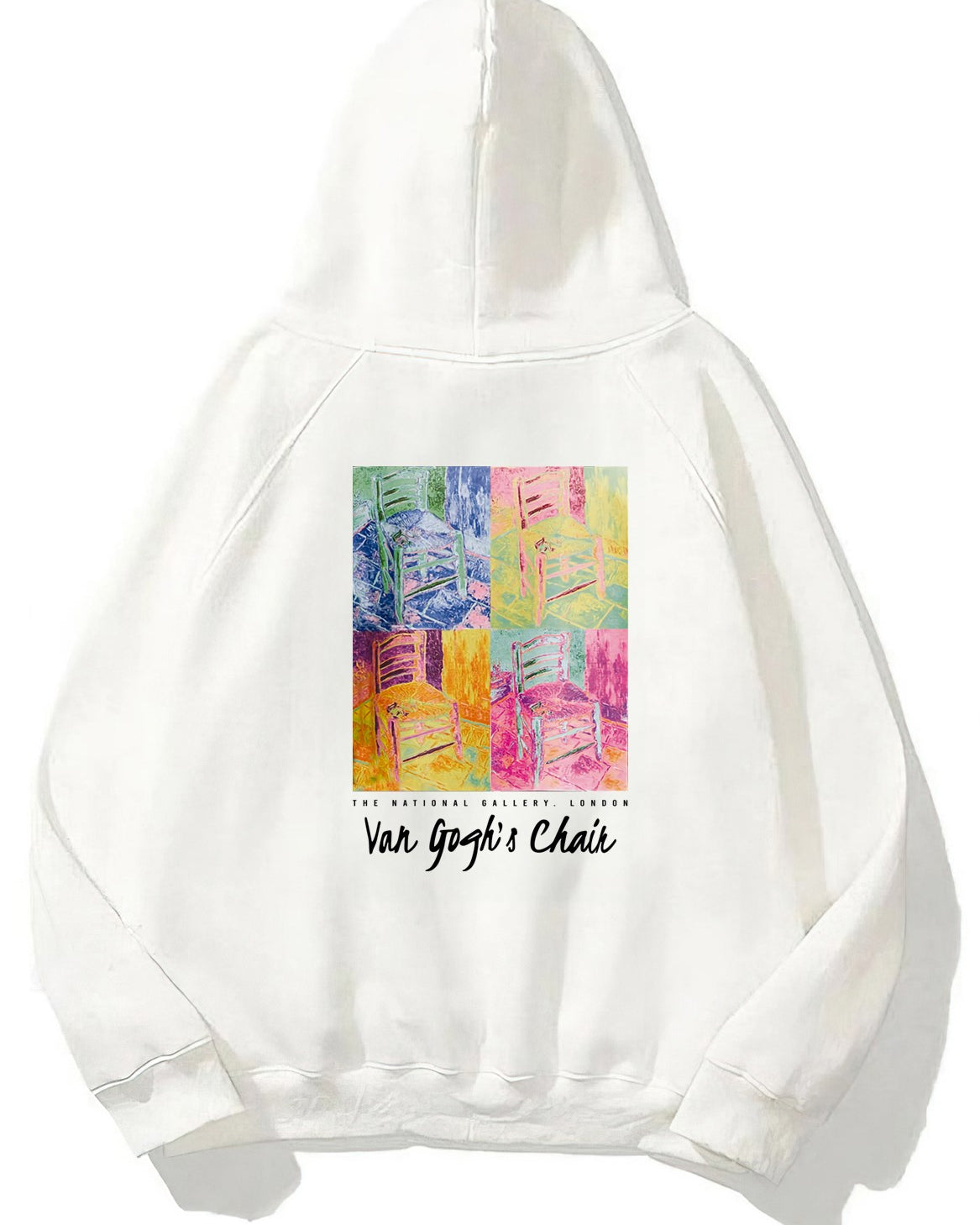 Kapüşonlu İçi Polar Van Gogh's Chair Baskılı Beyaz Unisex Hoodie Sweatshirt
