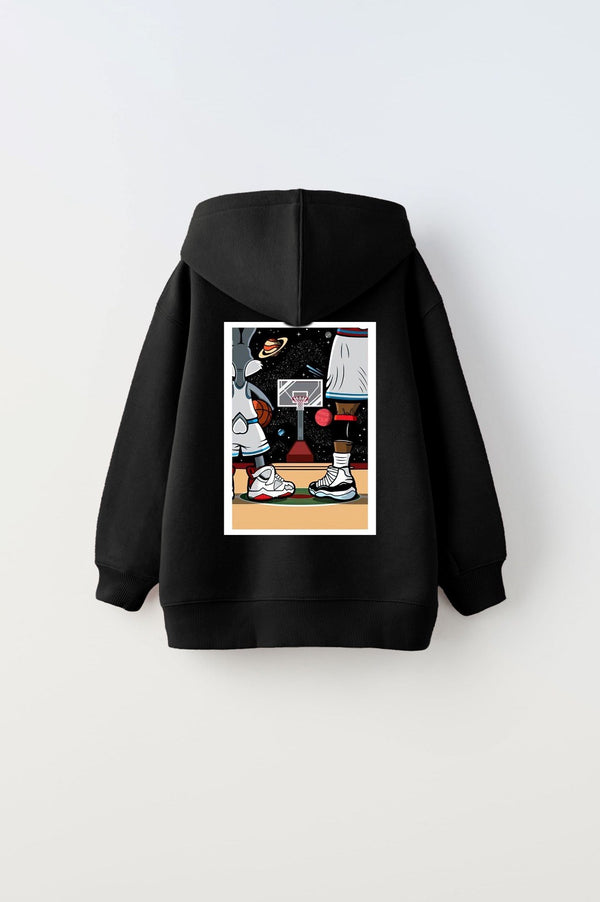 Kapüşonlu İçi Polar I Love This Game Yazılı Basketbol Baskılı Siyah Unisex Çocuk Sweatshirt