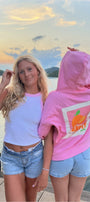 Pembe Oversize Hoodie Pembe – 3 İplik Şardonlu, Kapüşonlu Kanguru Cepli, Sırt Tam Portakal Baskı