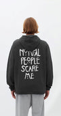 Kapüşonlu İçi Polar Normal People Scare Me Baskılı Füme Unisex Hoodie Sweatshirt