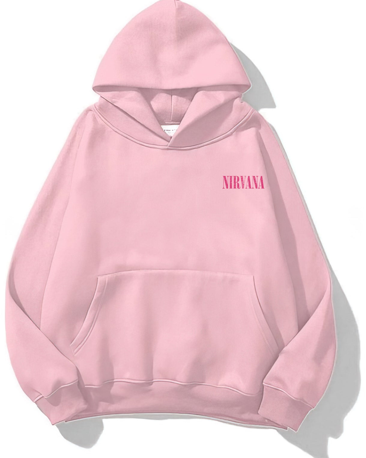 Kapüşonlu İçi Polar Pembe Nirvana Baskılı Pembe Unisex Hoodie Sweatshirt