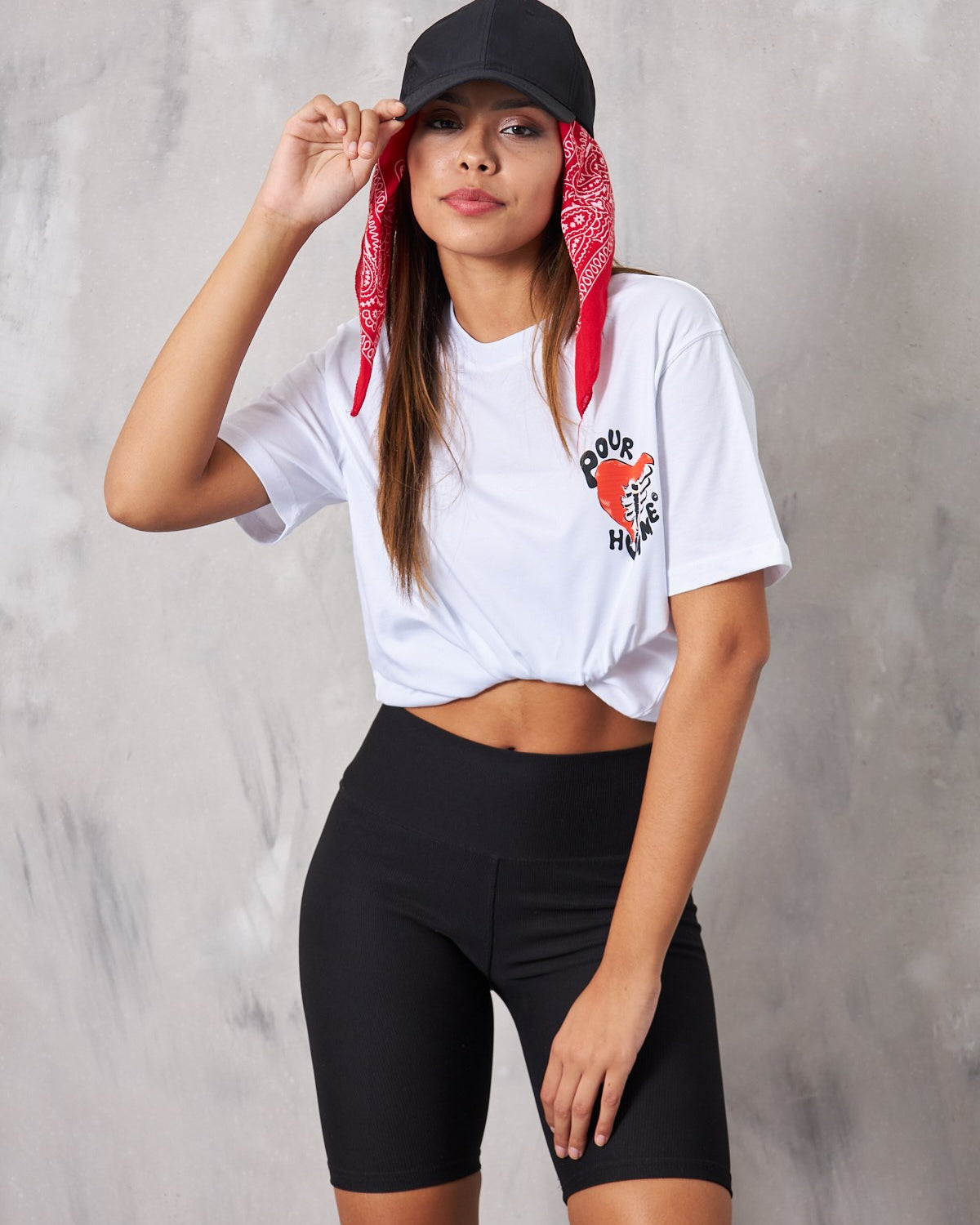 Pour Humme Yazılı Kalp İskelet Tasarım Baskılı Beyaz Kadın T-Shirt