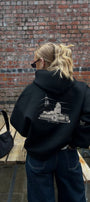 Kadın Oversize Sweatshirt Hoodie Ring Spirit Black Siyah – Kapüşonlu, 3 İplik Polar, Kanguru Cepli