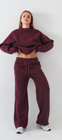 Unisex Oversize Eşofman Takımı Basic Bordo – Bisiklet Yaka, Boru Paça, 3 İplik Şardonlu Polar