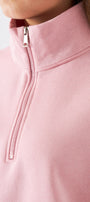 Unisex Oversize Sweatshirt Basic Pembe – Yarım Fermuar Dik Yaka, 3 İplik Şardonlu Polar