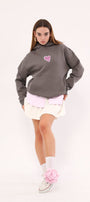 Kapüşonlu İçi Polar No Fear Baskılı Füme Unisex Oversize Hoodie Sweatshirt