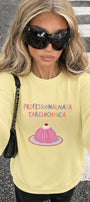 Kadın Oversize Sweatshirt Elbise Sweet Mood Baskılı Sarı – Bisiklet Yaka, 3 İplik Şardonlu Polar