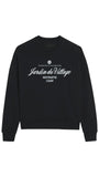 Siyah Bisiklet Yaka İçi Polar Jardin Du Village Yazı Baskılı Oversize Sweatshirt