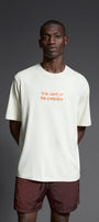 Bisiklet Yaka The Light Of The Embers Baskılı Beyaz Oversize Erkek T-shirt