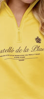Kadın Oversize Sweatshirt Castelló de la Plana Baskılı Sarı – Yarım Fermuarlı, 3 İplik Polar