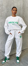 White Fox Kadın Vol 3 Baskılı %100 Pamuk Gri Kapüşonlu Oversize Hoodie