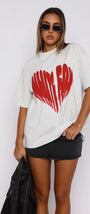 White Fox Beyaz Kadın Love Brust Baskılı Bisiklet Yaka T-shirt