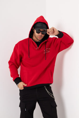 You Dont Have To Be Perfect Yazılı Kapüşonlu Bağcık Detaylı Fermuar Kapamalı Oversize Sweatshirt