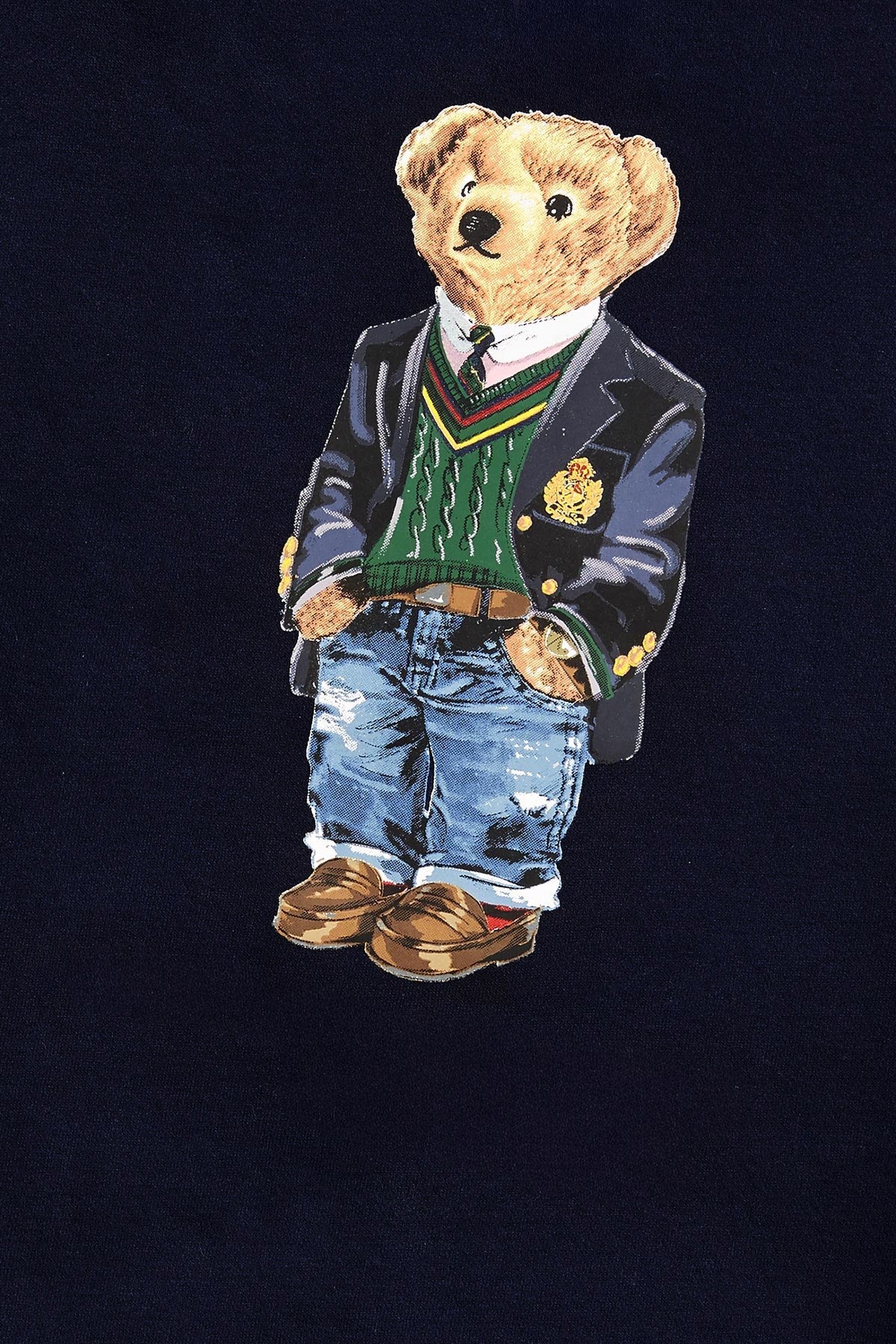 Kadın Oversize Sweatshirt Ivy Bear Baskılı Lacivert – Bisiklet Yaka, 3 İplik Şardonlu