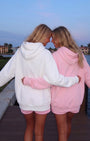 Unisex 2’li Oversize Basic Hoodie Beyaz & Pembe – Kapüşonlu, Cepli, 3 İplik Şardonlu Polar