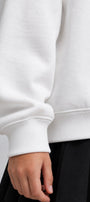 Kız Çocuk Oversize Sweatshirt Basic Beyaz – Bisiklet yaka, 3 iplik şardonlu polar