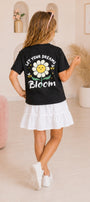 Kız Çocuk Tişört Let Your Dreams Bloom Baskılı Siyah – Bisiklet Yaka, Rahat Kalıp, %100 Pamuk
