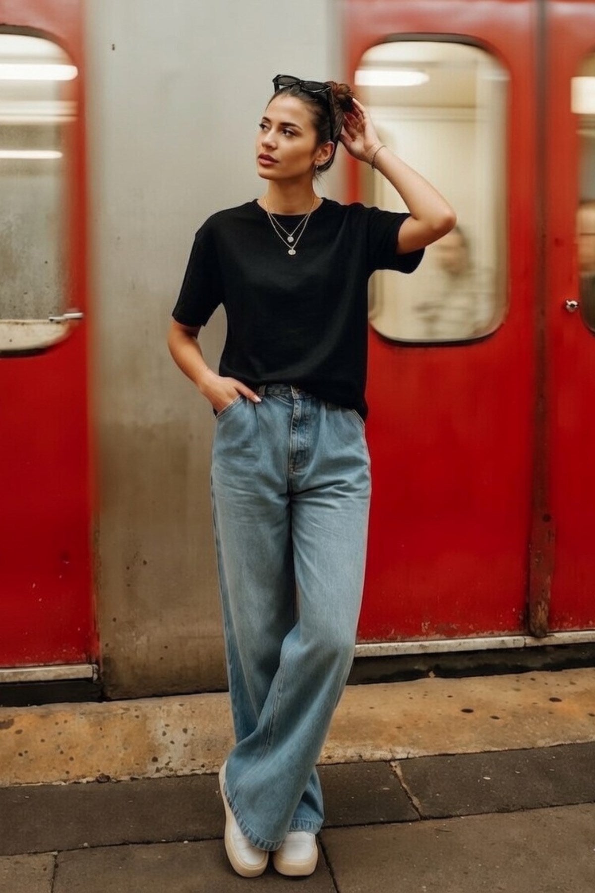 Kadın Oversize Basic Tişört Siyah – Bisiklet Yaka, Rahat Kalıp, Yazılık, %100 Pamuk