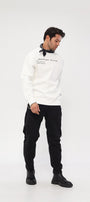 Bisiklet Yaka İçi Polar Unknown Desire Yazı Baskılı Beyaz Oversize Sweatshirt