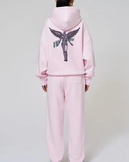 Pembe Kapüşonlu İçi Polar Nirvana İn Utero Baskılı Unisex Hoodie Sweatshirt
