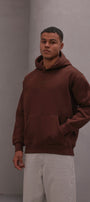 Erkek Oversize Sweatshirt Hoodie CHMP Yazlı Baskılı Kahverengi – Kapüşonlu, 3 İplik , Kanguru Cepli