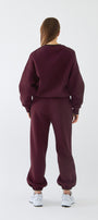 Unisex Oversize Eşofman Takımı Basic Bordo – Bisiklet Yaka, Lastikli Paça, 3 İplik Şardonlu Polar