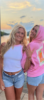 Pembe Oversize Hoodie Pembe – 3 İplik Şardonlu, Kapüşonlu Kanguru Cepli, Sırt Tam Portakal Baskı