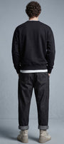 Erkek Oversize Sweatshirt Blind Trace Baskılı Siyah – Bisiklet Yaka, 3 İplik Şardonlu Polar