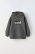 Kapüşonlu İçi Polar New York Yazı Baskılı Siyah Unisex Çocuk Hoodie Sweatshirt