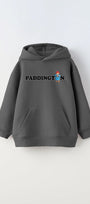 Kapüşonlu İçi Polar Paddington Yazılı Ayı Figür Baskılı Füme Unisex Hoodie Çocuk Sweatshirt