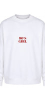 Kadın Oversize Sweatshirt 90’s Girl Baskılı Beyaz – Bisiklet Yaka, 3 İplik Şardonlu Polar