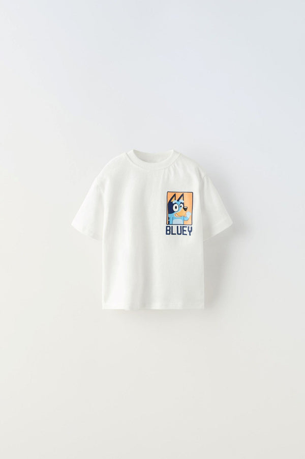 Bluey Yazılı Bluey Bingo Baskılı Beyaz Erkek Çocuk T-shirt 