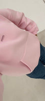 Kadın Oversize Sweatshirt Hoodie AMORE Pembe – Kapüşonlu, 3 İplik Polar, Kanguru Cepli