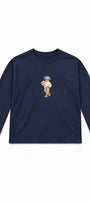 Kadın Relaxed Fit Sweatshirt Coffee Bear Baskılı Lacivert – Bisiklet Yaka, 3 İplik Şardonsuz