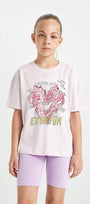 Extra Fun Yazılı Alevli Kalp Tasarım Baskılı Pembe Çocuk T-Shirt